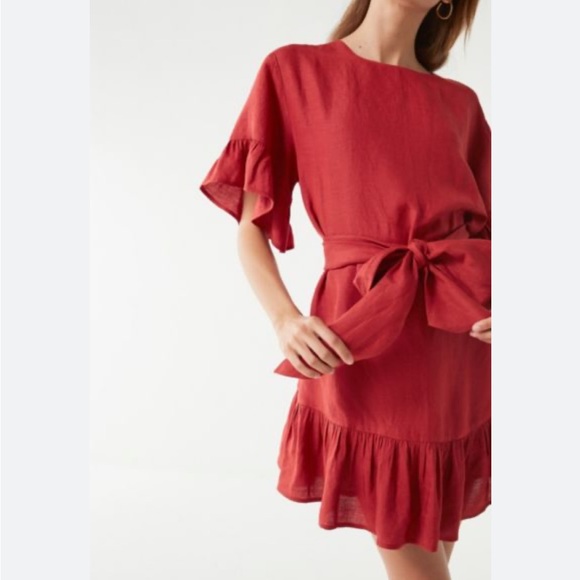 Urban Outfitters Ruffle Mini Dress | Red Dress | Size Medium - Picture 3 of 9